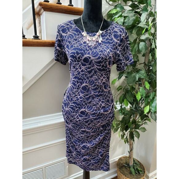 Motherhood Dresses & Skirts - Motherhood Women's Blue Nylon Short Sleeve Round Neck Knee Length Dress Size L